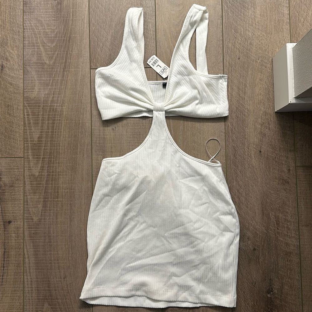 White cut out mini dress